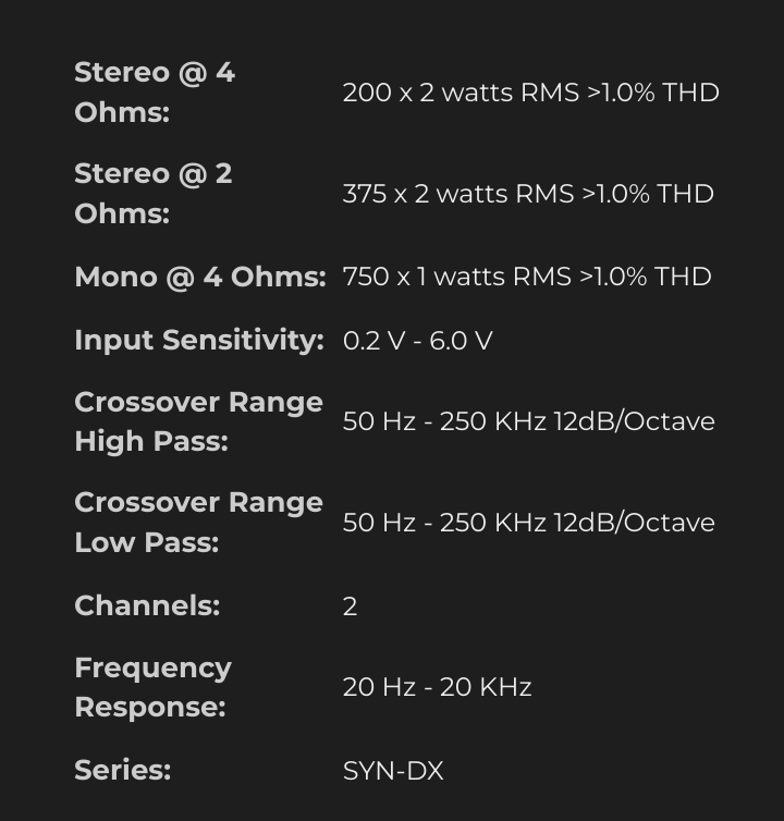 SYN-DX2 | Wet Sounds 2 Channel Marine Amplifier