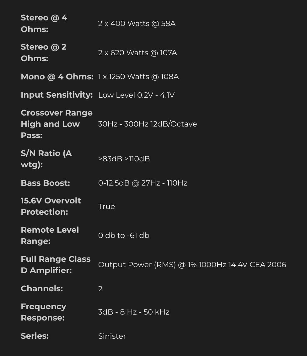 Sinister-SDX2 | Wet Sounds 2 Channel Marine Amplifier