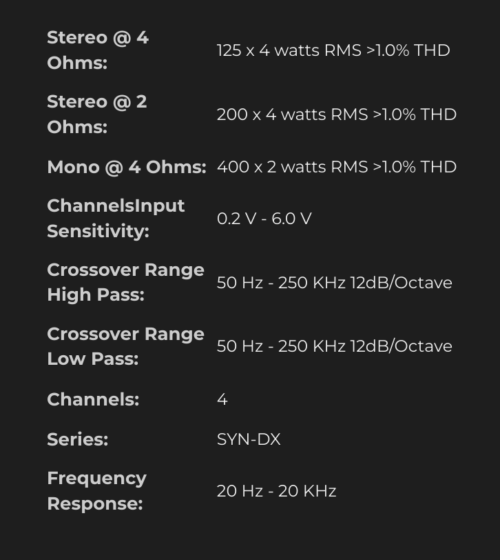 SYN-DX4 | Wet Sounds 4 Channel Marine Amplifier