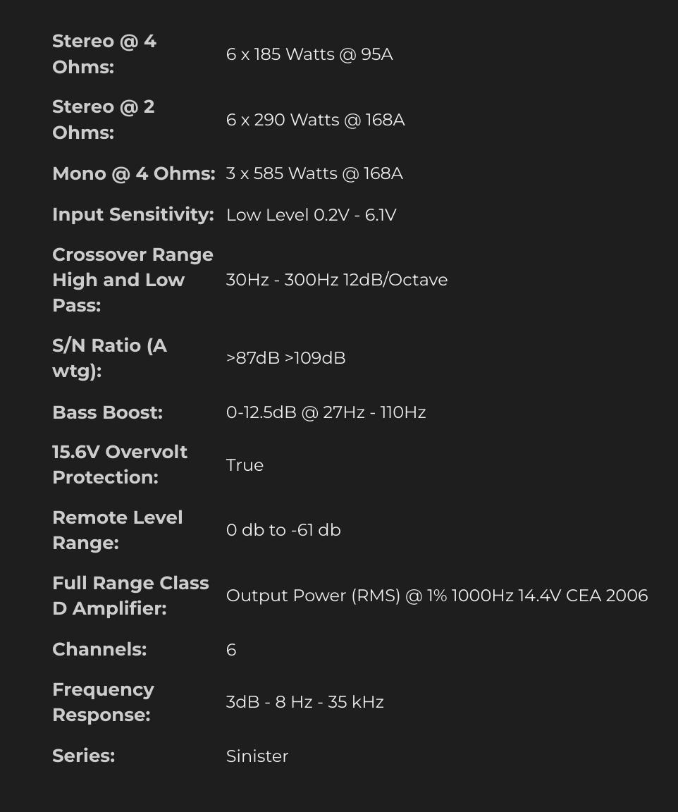 Sinister-SDX6 | Wet Sounds 6 Channel Marine Amplifier